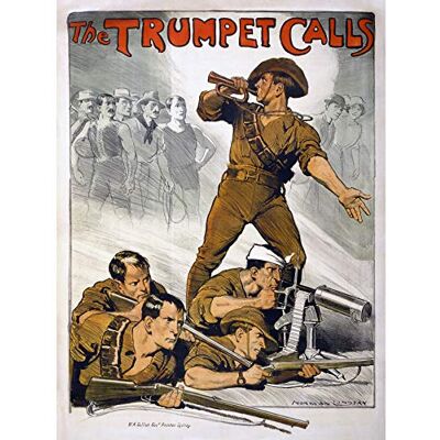 Lindsay WWI War Australia Trumpet Calls Reclutamento Advert Stampa artistica da parete senza cornice Poster Home Decor Premium Lindsay WWI War Australia Trumpet Calls Reclutamento Advert Stampa artistica da parete senza cornice Poster Home Decor Premium