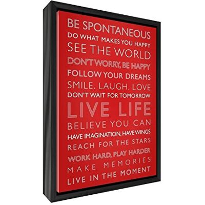 Stampa Artistica Live Life Stampa su Tela con Telaio in Legno Massiccio Nero Surround, Rosso, 34 x 24 x 3 cm, Piccolo Stampa Artistica Live Life Stampa su Tela con Telaio in Legno Massiccio Nero Surround, Rosso, 34 x 24 x 3 cm, Piccolo