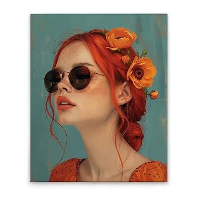 A.S. Création WTD Stampa su tela Flowergirl, colore: arancione, blu, 40 x 50 cm A.S. Création WTD Stampa su tela Flowergirl, colore: arancione, blu, 40 x 50 cm