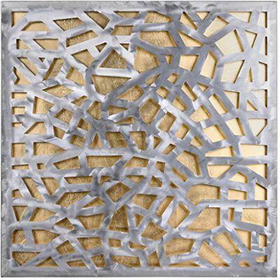 , opera d'arte 3D metallica, pronta da appendere, soggiorno, camera da letto e ufficio, oro, argento, 2,5 x 81,3 cm , opera d'arte 3D metallica, pronta da appendere, soggiorno, camera da letto e ufficio, oro, argento, 2,5 x 81,3 cm