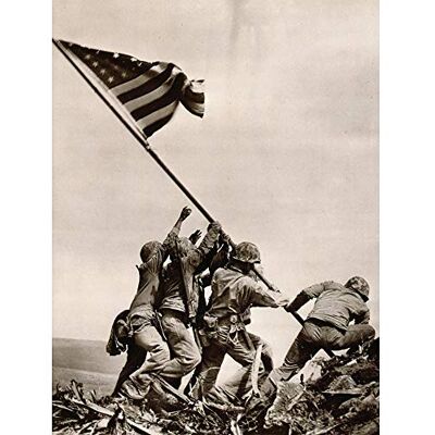 Wee Blue Coo War WWII Iwo Jima Stars Stripes Flag Art Print Poster Wall Decor 12X16 inch Wee Blue Coo War WWII Iwo Jima Stars Stripes Flag Art Print Poster Wall Decor 12X16 inch