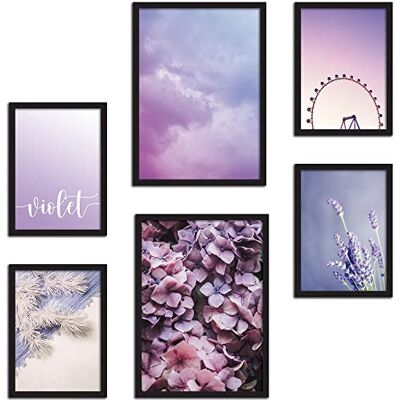 CREARREDA Set di Stampe da Parete Violet SENZA Cornici Decorazioni da Muro per Casa e Ufficio Materiali Certificati, Made in Italy Poster Abbinati 2 x A3 & 4 x A4-30x42 & 21x30 CREARREDA Set di Stampe da Parete Violet SENZA Cornici Decorazioni da Muro per Casa e Ufficio Materiali Certificati, Made in Italy Poster Abbinati 2 x A3 & 4 x A4-30x42 & 21x30