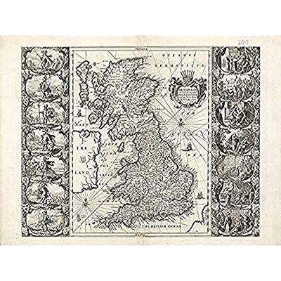 ART Jansson Poster da parete con mappa anglosassone del XVII secolo, decorazione per la casa ART Jansson Poster da parete con mappa anglosassone del XVII secolo, decorazione per la casa