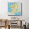 LIUZHUANGDIAN Mappa politica 0f Francia Poster Minimalista Tela Pittura Parete Arte Immagine Stampa Per Soggiorno Home Decor-55x55cm Senza Cornice