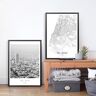 LIUZHUANGDIAN Mappa della città di Tel Aviv Poster Nero Bianco Canvas Painting Wall Art Picture Print Modern Living Room Decor-40x60cm Senza cornice