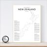 LIUZHUANGDIAN Nuova Zelanda Mappa del Paese Poster Minimalista Tela Pittura Arte Della Parete Immagine Stampa Camera Da Letto Moderna Home Decor-40x60cm Senza Cornice