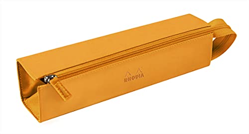 Rhodia Astuccio portapenne rodiarama arancione, 23 x 5 x 5 cm, apertura piatta per uso come astuccio, in finta pelle