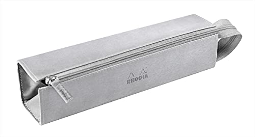 Rhodia Astuccio portapenne rama argento, 23 x 5 x 5 cm, apertura a piatto per uso come penetrare Similpelle Organizer Stylos, matite, pennelli, pennarelli