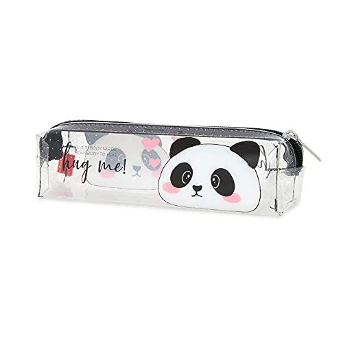 Legami Pencil Case, Astuccio Trasparente, 19,5x5,5 cm, Panda, Hug Me, Mostra Esattamente Ciò che Contiene, in TCU Trasparente, Chiusura Zipper, Capiente