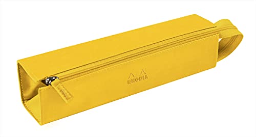 Rhodia Astuccio portapenne rama Jonquille 23x5x5 cm Apertura a piatto per uso come penetrare Similpelle Organizer Stylos, matite, pennarelli