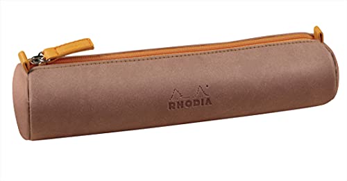 Rhodia Astuccio rotondo rodiarama in legno di rosa, 21,5 x 5,5 cm, con cuciture vere, interno in jersey, colore: Avorio