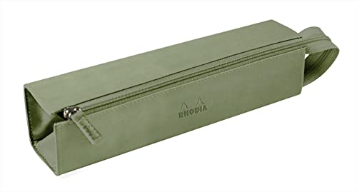 Rhodia – Astuccio portapenne rodiarama Céladon – 23 x 5 x 5 cm – Apertura a piatto per uso come astuccio – finta pelle – Porta penne, matite, matite, pennarelli, piccoli accessori