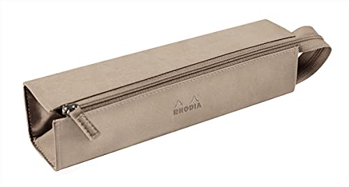 Rhodia Astuccio portapenne rodiato beige, 23 x 5 x 5 cm, apertura piatta per uso come astuccio in finta pelle portapenne, matite, pennarelli, piccoli accessori