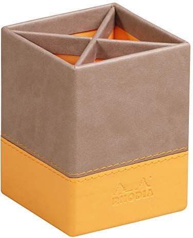 Rhodia Portamatite rama, 8x8 cm, cucitura a punto sella, similpelle tortora