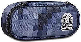 Invicta Portapenne Scuola Round Plus, Blu, PIXEL CAMO BLUE, Bustina Ovale Mono Scomparto con Elastici Porta Penne e Taschina Interna, Accessori Zaino, Scuola