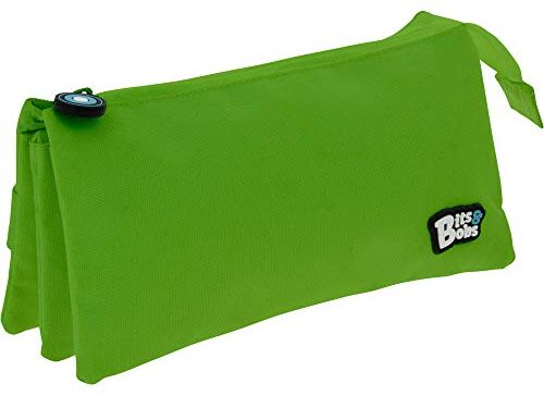 Grafoplás Astuccio scolastico a tre scomparti, colore: verde, 23,5 x 12 x 14 cm, Bits & Bobs