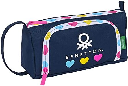 safta Astuccio per la Scuola con Accessori Benetton Love Blu Marino (20 x 11 x 8.5 cm) (32 Pezzi)