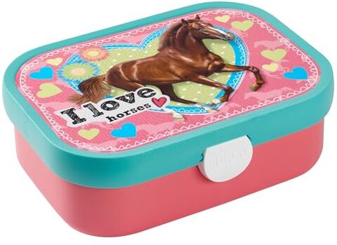 Mepal Porta Pranzo Campus Porta Pranzo Bento per Bambini Porta Pranzo con Scomparto Bento e Forchetta Con Chiusura a Clip Senza BPA e Lavabile in Lavastoviglie 750 ml My Horse