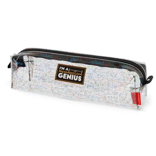 Legami Astuccio Trasparente, Pencil Case per Matite Penne Evidenziatori, Portapenne Scuola per Bambini Ragazzi e Adulti, Chiusura a Zip, Dimensioni 19,5 x 5,5 x 5,5 cm, Tema Genius