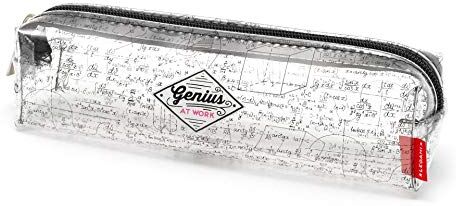 Legami Pencil Case, Astuccio Trasparente, 19,5x5,5 cm, Genius at Work, Mostra Esattamente Ciò che Contiene, in TCU Trasparente, Chiusura Zipper, Capiente