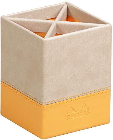 Rhodia Portamatite rama, 8x8 cm, cucitura a punto sella, similpelle beige