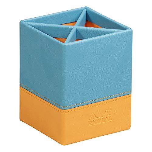 Rhodia Portamatite rama, 8x8 cm, cucitura a punto sella, similpelle turchese