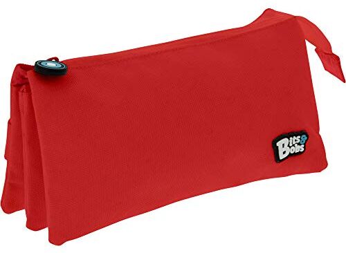 Grafoplás Astuccio scolastico a 3 scomparti, colore: rosso, 23,5 x 12 x 14 cm, Bits & Bobs