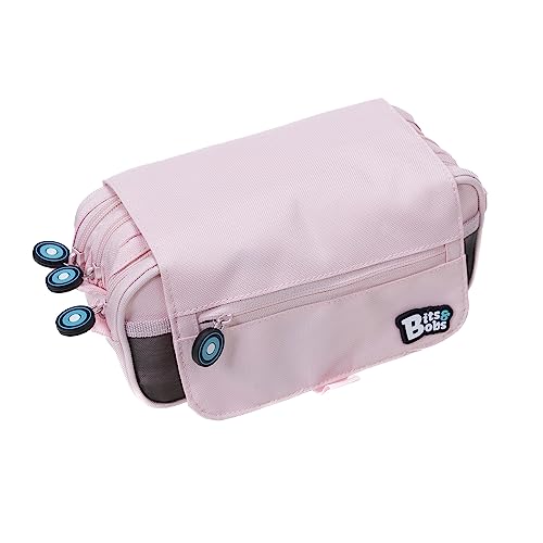 Grafoplás Astuccio scolastico a tre scomparti con bavero   rosa chiaro  bits&bobs  colori soft  23 x 10 x 10 cm   Include orario e zona identificazione, rosa chiaro, 23x10x10cm, Scuola