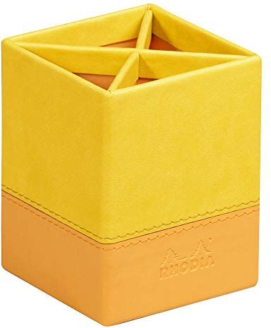 Rhodia Portamatite rama, 8x8 cm, cucitura a punto sella, similpelle giallo narciso