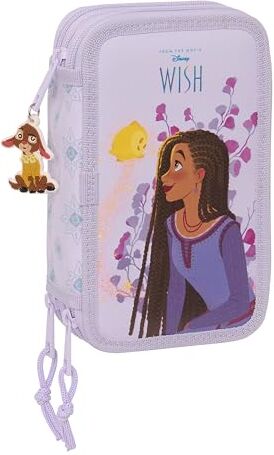 safta WISH Astuccio scolastico con 36 utensili inclusi, astuccio per bambini, ideale per bambini dai 5 ai 14 anni, comodo e versatile, qualità e resistenza, 12,5 x 5,5 x 19,5 cm, colore lilla,