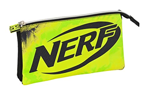 safta M744 Nerf Neon Astuccio triplo, 220x30x120 mm Unisex Bambini, Nero/Lima, único -