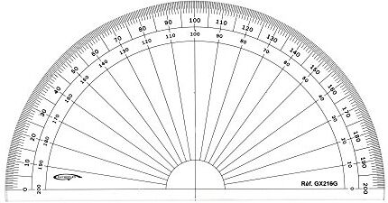 Graphoplex Goniometro a 1/2 cerchio, 16 cm, colore: Trasparente