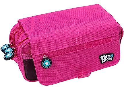 Grafoplás Astuccio scolastico a tre scomparti con bavero   Fucsia  bits&bobs  colori vivaci  23x10x10cm  Include orario e zona identificazione, fucsia, 23x10x10cm, Scuola