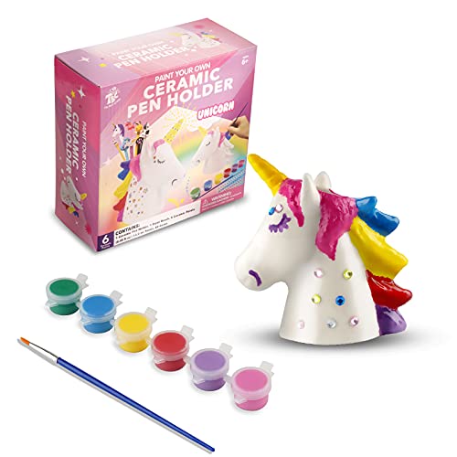 TBC The Best Crafts TBC Unicorno Bambina Regalo, Regalo Bambina 4-6 Anni, No-Tossico Gadget Unicorno Compleanno Bambina, Gadget Unicorni per Palloncini Unicorno, Unicorno Portapenne in Ceramica per Bambini, Bimbi