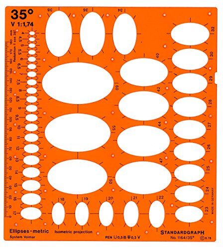 Graphoplex STANDARDGRAPH Trace ellitses a 35°, colore: Arancione trasparente