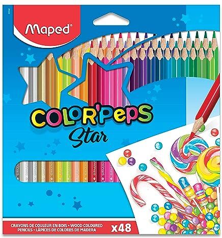 Maped Pastelli Triangolari Color' Peps In Scatola Da 48 Pz Mina Grande Infrangibile 2,9 Mm