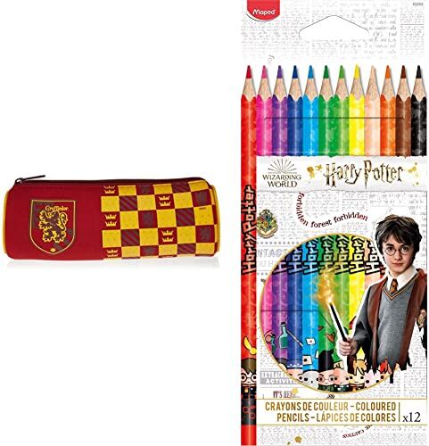 Maped – Astuccio di Harry Potter Teens – Morbido al tatto – Astuccio scolastico Tubolare – Tessuto Neoprene Antistrappo & 832053 Matite colorate Harry Potter, ideali per la scuola