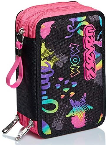 Seven Astuccio Scuola 3 Zip, Nero Fucsia, Iridescent, Portapenne Triplo Scomparto Accessoriato Con Penne, Matite e Colori, Accessori Scuola, Accessori Zaino, Scuola & Tempo libero, Bambina Ragazza