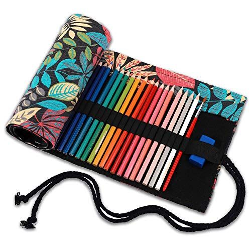 JPYZ Custodia per Avvolgere Matita di Tela 72 Slot Tela Matita Wrap Astuccio Custodia di Archiviazione Colorato Sacchetto della Matita Borsa per Penne per Porta Rotolo Colorata per Artista Scuola Ufficio