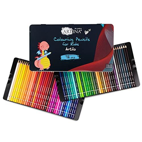 Artina Artilo Set di 72 Matite Colorate per Bambini Matite in Legno Certificato FSC® per colorare Set di matite colorate infrangibili, altamente pigmentate matite da bambini per disegnare