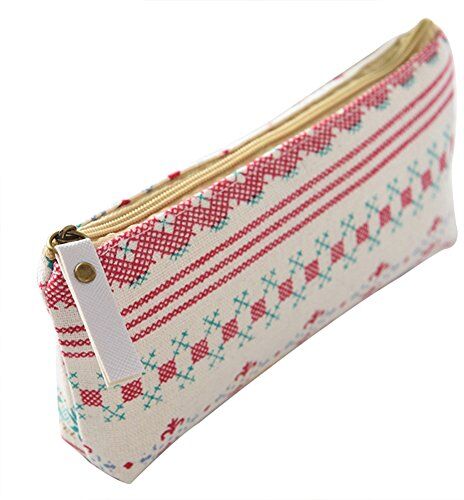 TREESTAR penna matita borsa con cerniera per le ragazze dei bambini cotone lino Stationary Pencil Case studenti borsa sacchetto Pattern 5 19.5 * 8.5 * 3.5CM