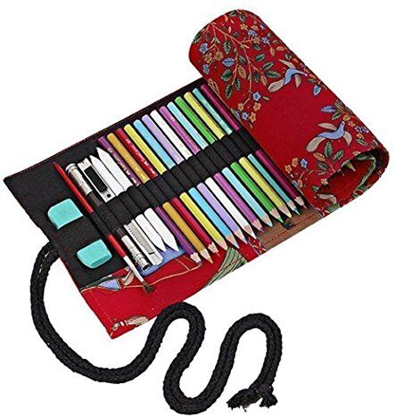 abaría amoyie Sacchetto della Matita Rotolo Astuccio per 36 Matite Colorate Tela Organizer Borsa (no inclusa matite)