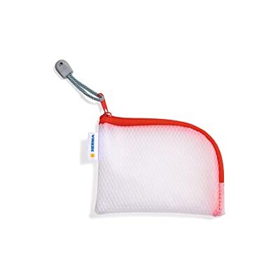 HERMA Custodia da viaggio con cerniera, formato A7, trasparente, rosso, piccola tasca con chiusura lampo, beauty case per cellulare, cavo di ricarica, cosmetici, penne, chiavi HERMA Custodia da viaggio con cerniera, formato A7, trasparente, rosso, piccola tasca con chiusura lampo, beauty case per cellulare, cavo di ricarica, cosmetici, penne, chiavi