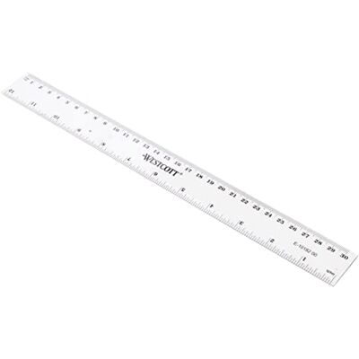 Westcott Righello in plastica, 30 cm / 12 pollici, scala cm e pollici, trasparente Westcott Righello in plastica, 30 cm / 12 pollici, scala cm e pollici, trasparente