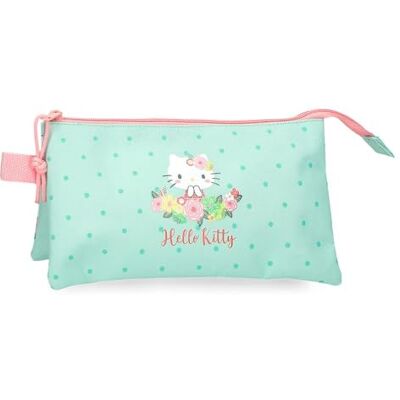 Hello Kitty Floral Kitty Astuccio Triplo Verde 22x12x5 cm Poliestere Hello Kitty Floral Kitty Astuccio Triplo Verde 22x12x5 cm Poliestere
