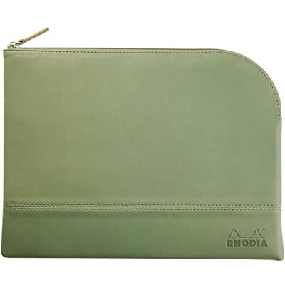Rhodia Astuccio con cerniera simil cuoio Verde Salvia Dimensioni L (21 x 28 cm) vere cuciture Interno in tessuto arancione documenti, piccole forniture da ufficio Rhodia Astuccio con cerniera simil cuoio Verde Salvia Dimensioni L (21 x 28 cm) vere cuciture Interno in tessuto arancione documenti, piccole forniture da ufficio