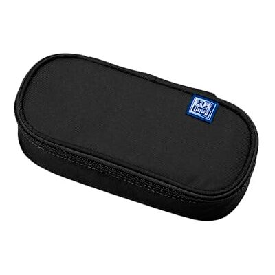 Oxford Astuccio per ragazze e ragazzi, ovale, con portapenne, resistente, colore: nero, Nero, Astuccio Oxford Astuccio per ragazze e ragazzi, ovale, con portapenne, resistente, colore: nero, Nero, Astuccio