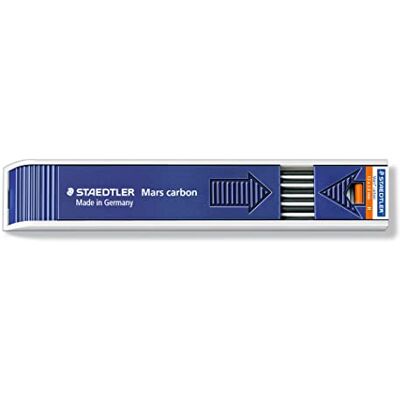 Staedtler 200-H Astuccio con 12 Mine Mars in Carbone, 2 mm, Nero Staedtler 200-H Astuccio con 12 Mine Mars in Carbone, 2 mm, Nero