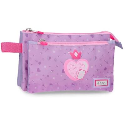 Enso Queen of Hearts Astuccio Triplo Viola 22x12x5 cm Poliestere Enso Queen of Hearts Astuccio Triplo Viola 22x12x5 cm Poliestere