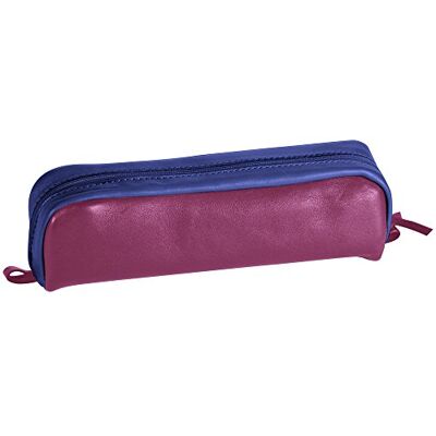 Clairefontaine Trousse rettangolare in vera pelle, bicolore Fucsia/Blu Clairefontaine Trousse rettangolare in vera pelle, bicolore Fucsia/Blu